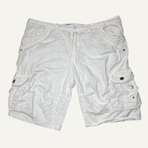 Xray Jeans Mens White Cargo Shorts Size 42 Utility Multi Pocket Casual Summer